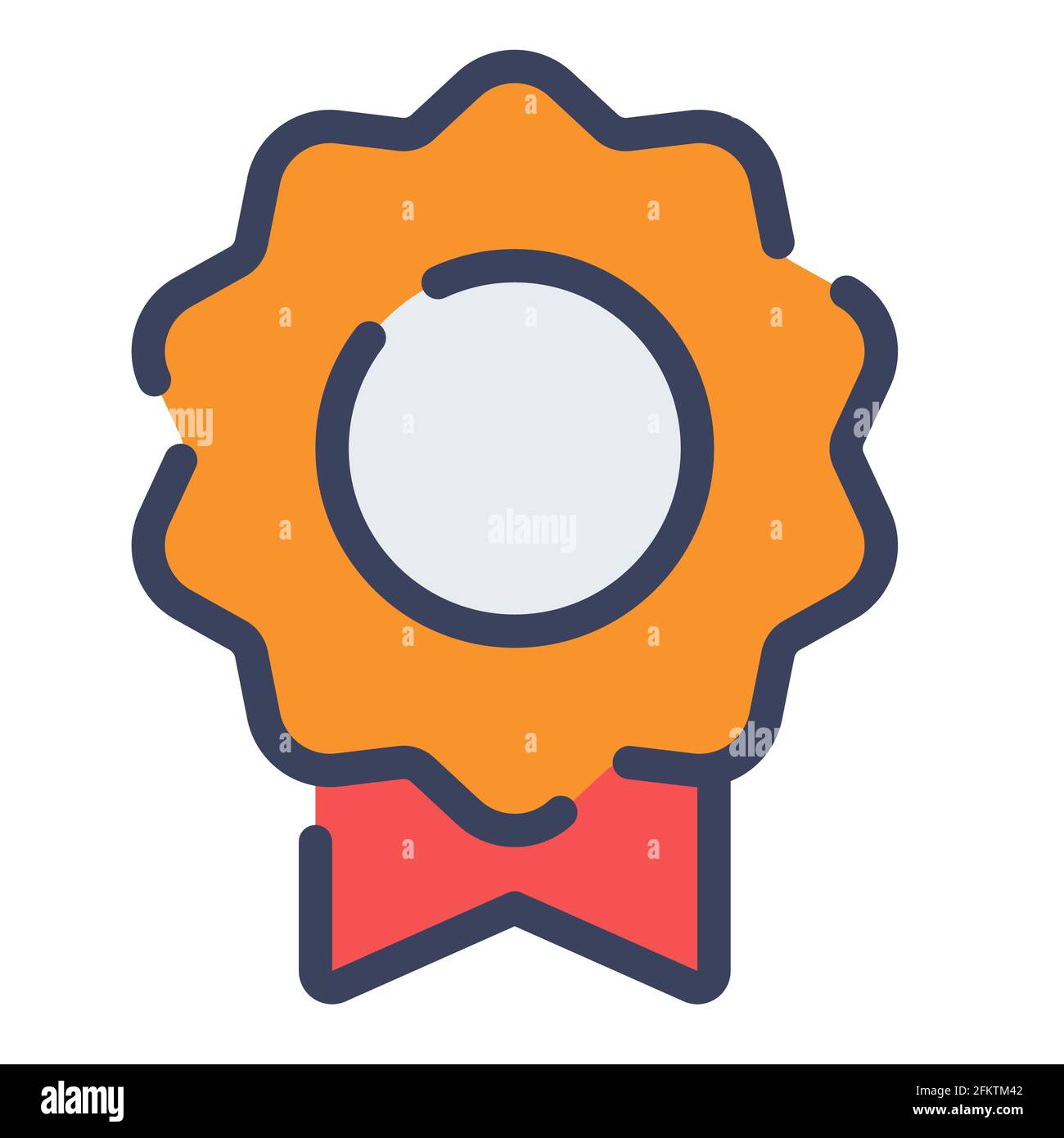 badge ribbon label award single isolated icon with flat dash or dashed ...