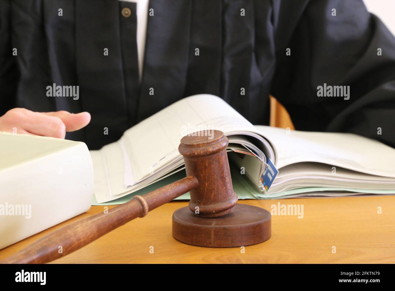 Close up of judge's gavel as symbol image for judgment. Stock Photo