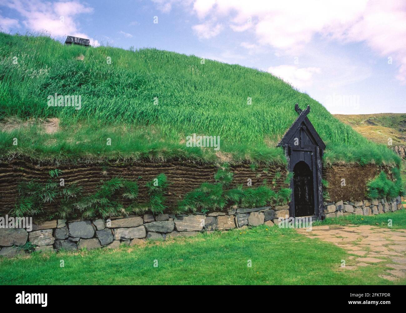 Old Icelandic House. Iceland.The original turf houses constructed by the original settlers of Iceland (from the west coast of Norway) were based on Stock Photo