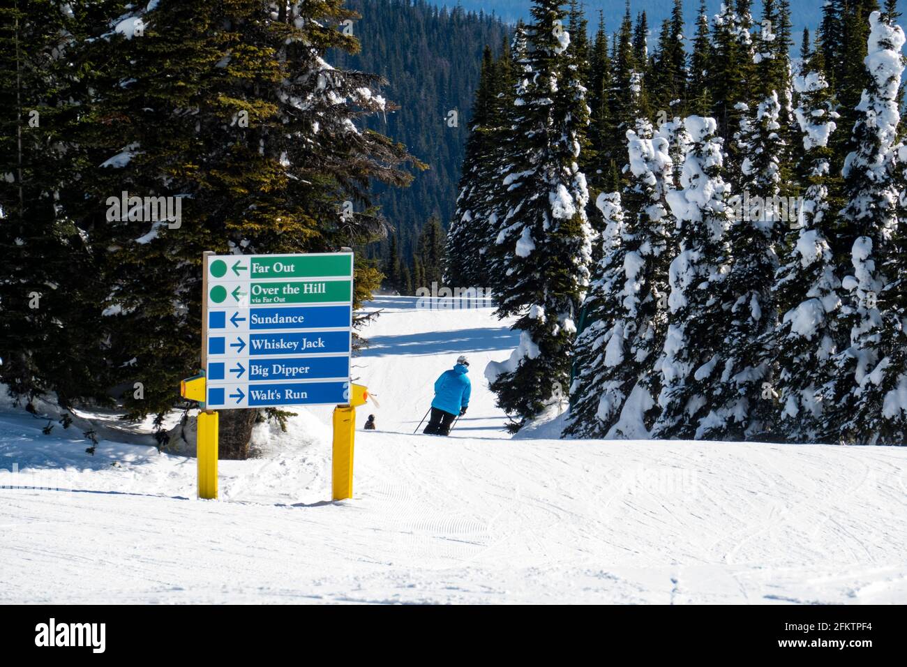 Skiing at Silver Star ski resort near Vernon, BC, Canada Stock Photo
