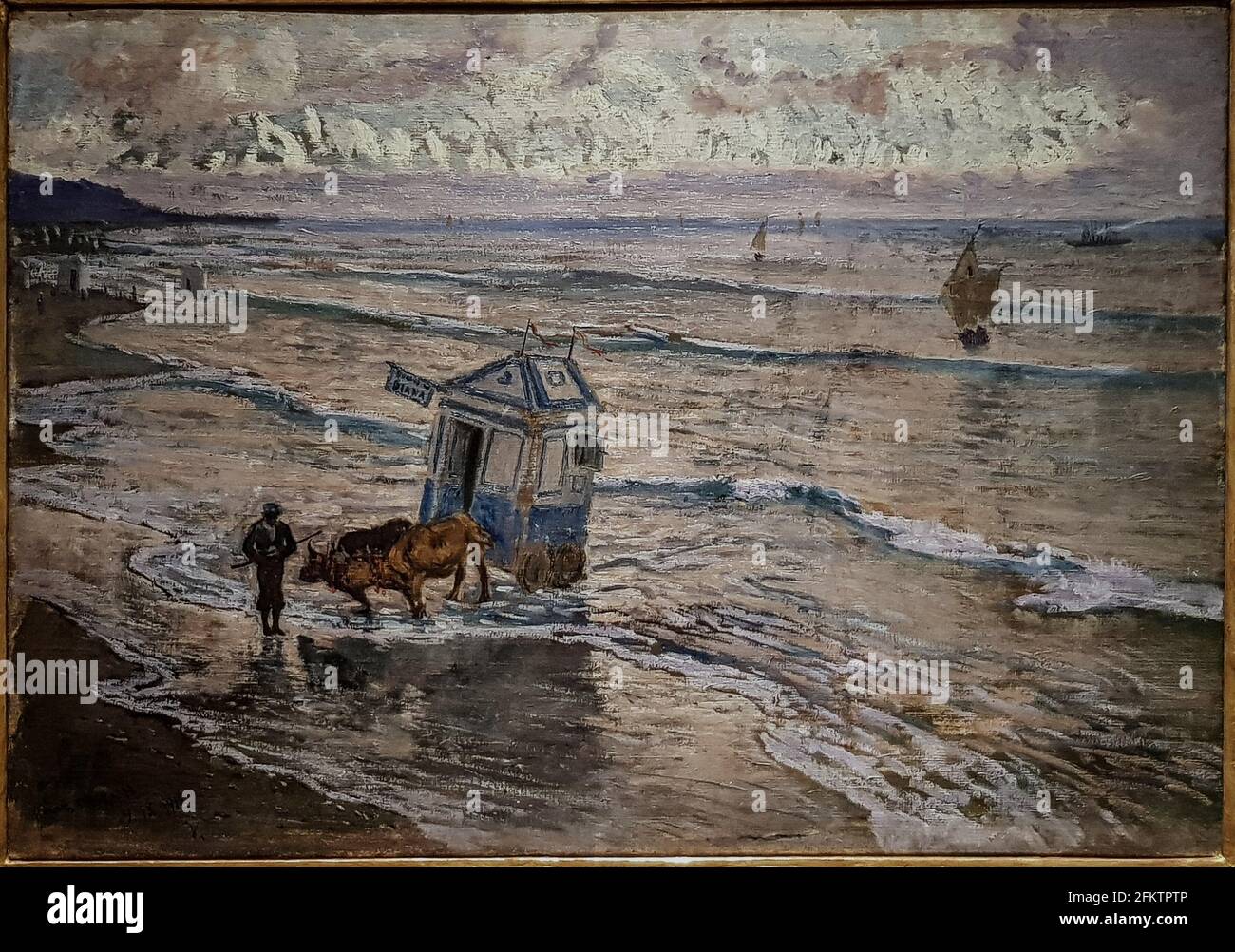 Antonio Muñoz Degrain (1840 - 1924). Cantabrian beach. 1912. Oil on canvas. Stock Photo