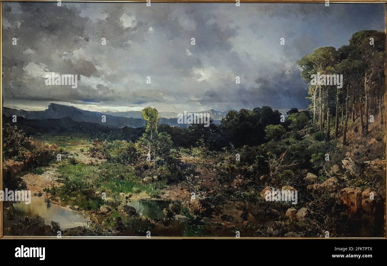 Gonzalo Salvá Simbor (1845 - 1923). Sierra del Negrete. 1900. Oil on canvas. Stock Photo