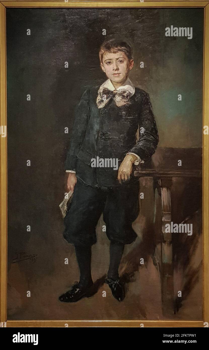 Ignacio Pinazo Camarlench (1849 - 1916) Portrait of the young Federico Vañó Marqués. 1897. Oil on canvas. Stock Photo