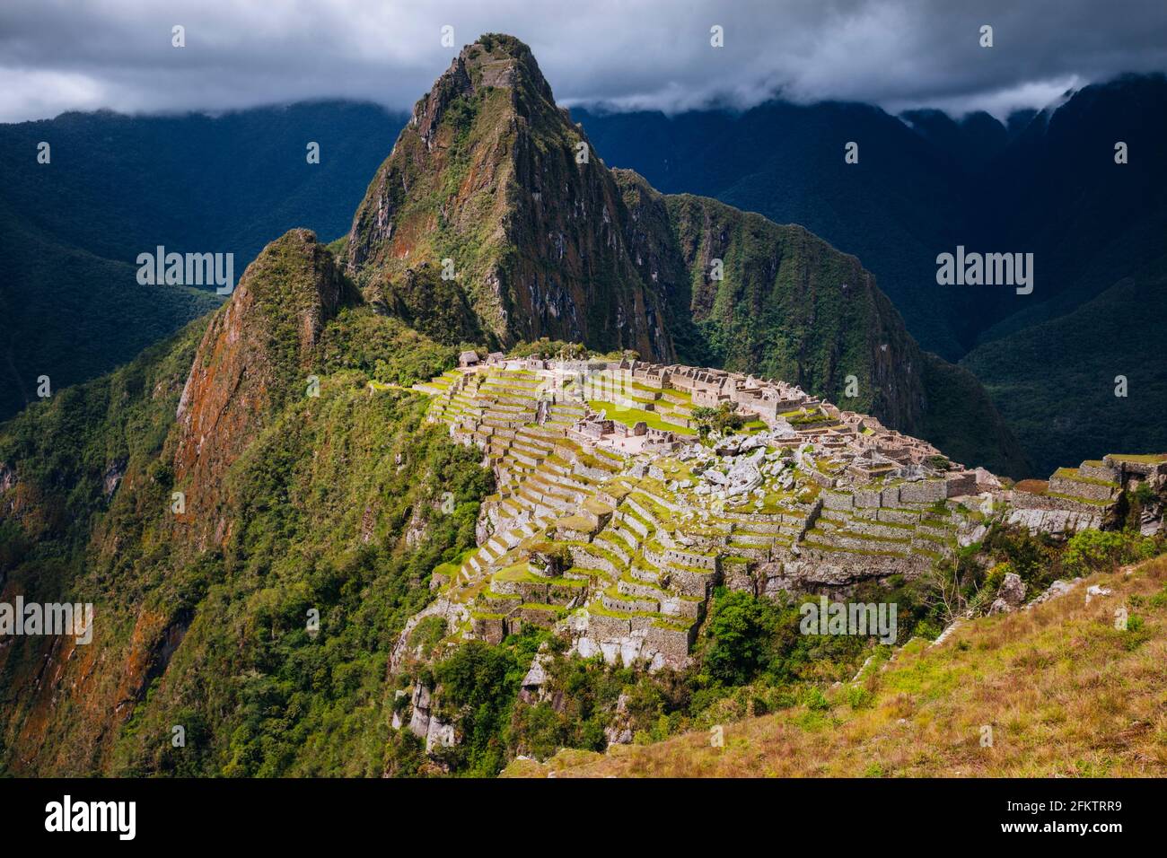 Machu Picchu panorama. Cuzco Region, Peru. Stock Photo
