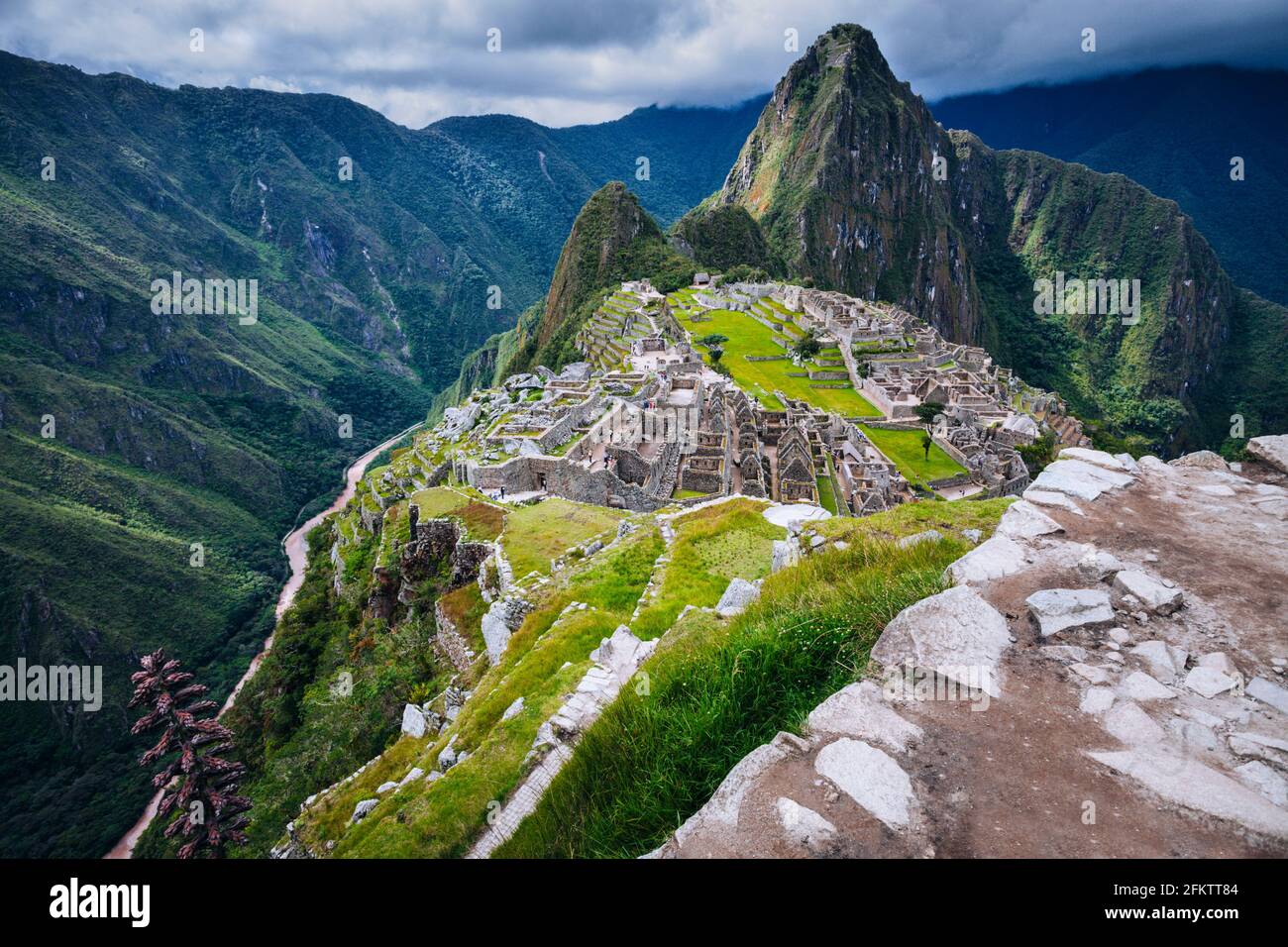 Machu Picchu panorama. Cuzco Region, Peru. Stock Photo