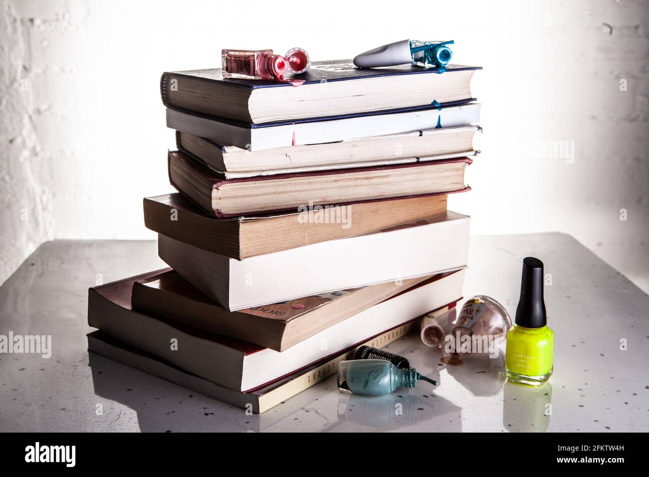 Books and nail polish Stock Photo Alamy