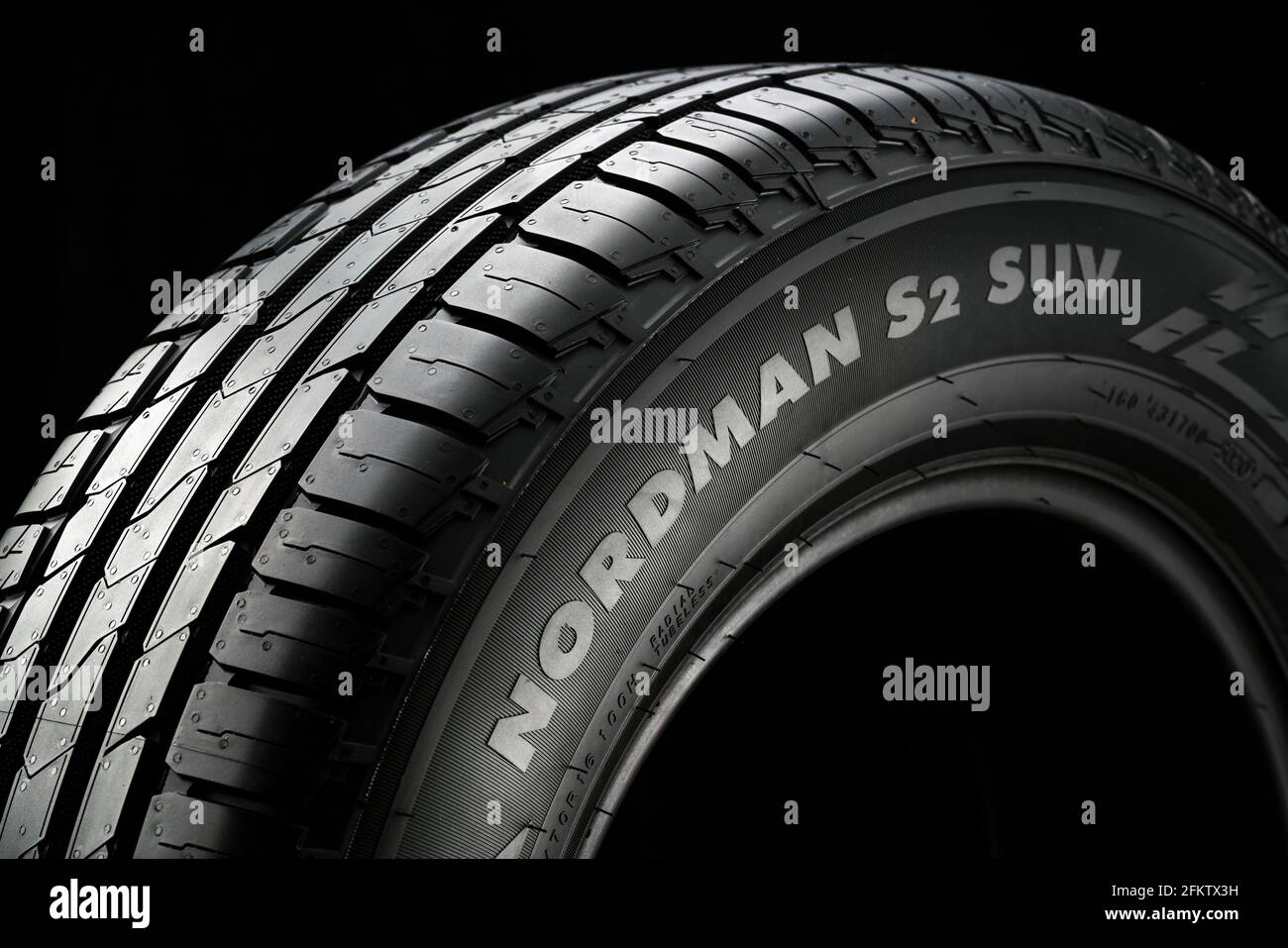 Nokian Nordman sx2 suv tires, new summer tires for crossovers. Krasnoyarsk, Russia, May 2021 Stock Photo