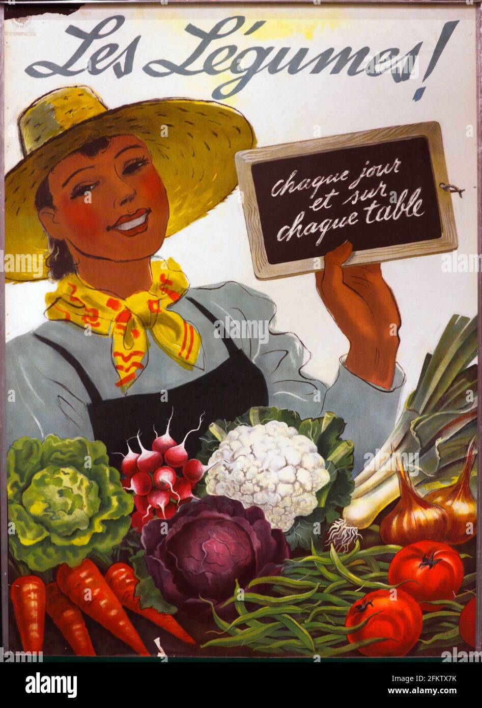 Dietary advice that still lasts, anonymous poster from 1941 promoting eating healthy vegetables with slogan - 'Les légumes ! Chaque jour et sur Stock Photo