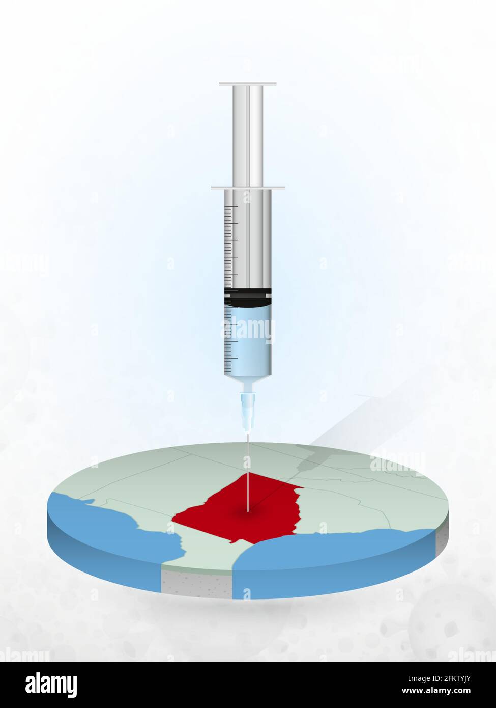Vaccination of Georgia, injection of a syringe into a map of Georgia ...