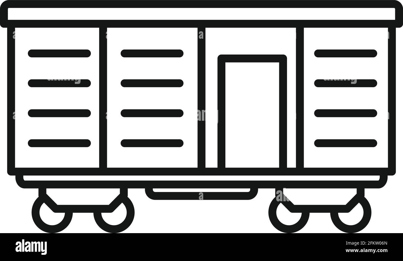 Illegal immigrants wagon icon, outline style Stock Vector