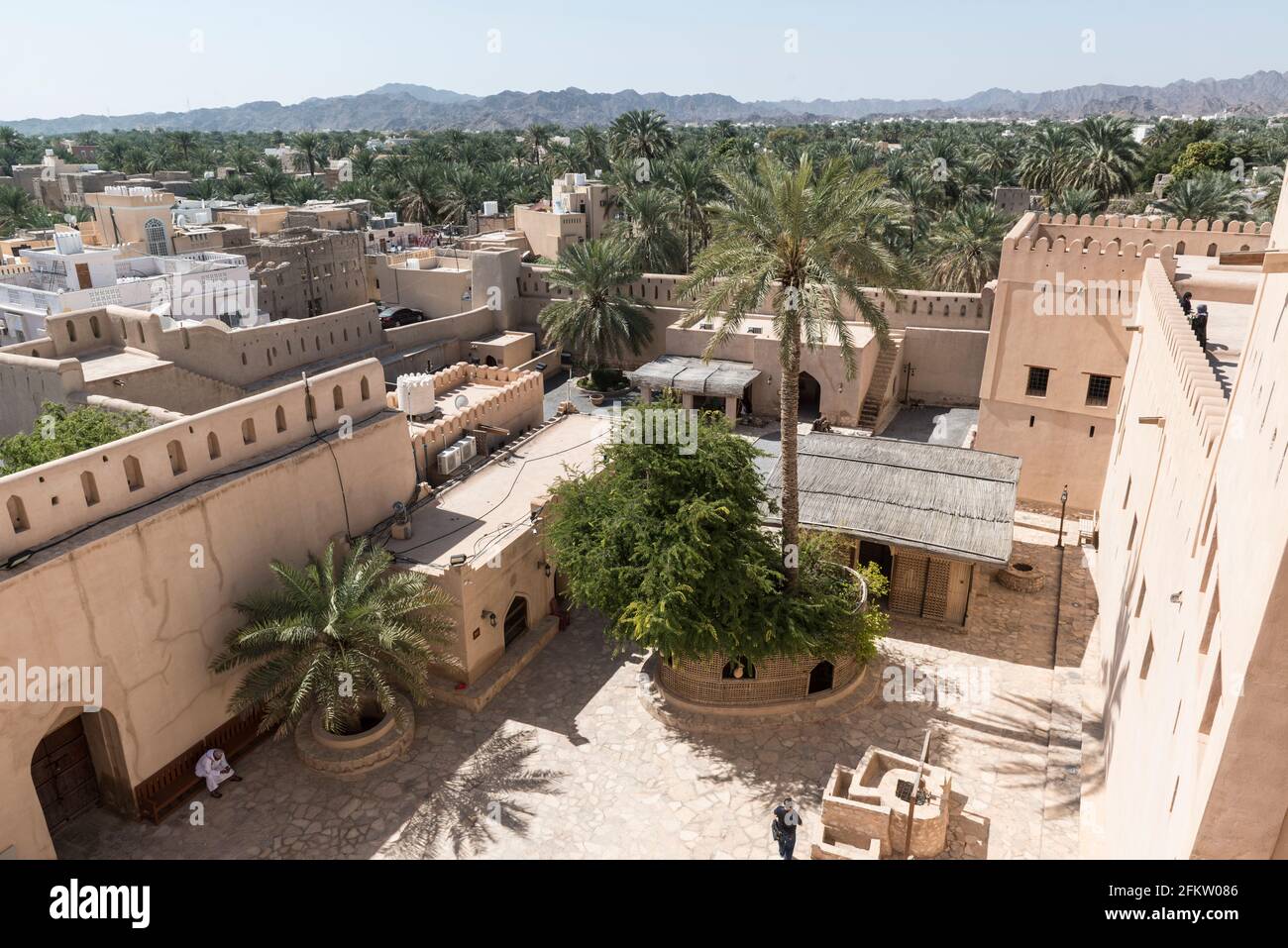 aerial view of a courtyard in the Nizwa Fort. Ad Dakhiliyah Region, Oman Stock Photo