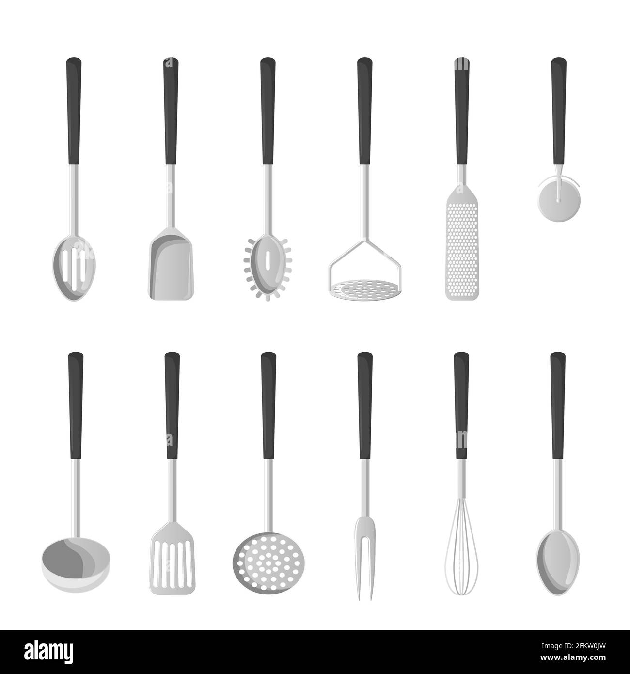Kitchen utensils. Isolated vector illustration on white background ...