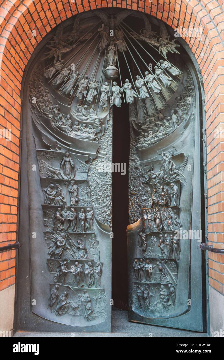Church door in Tarnow. Tarnow, Lesser Poland, Poland. Stock Photo