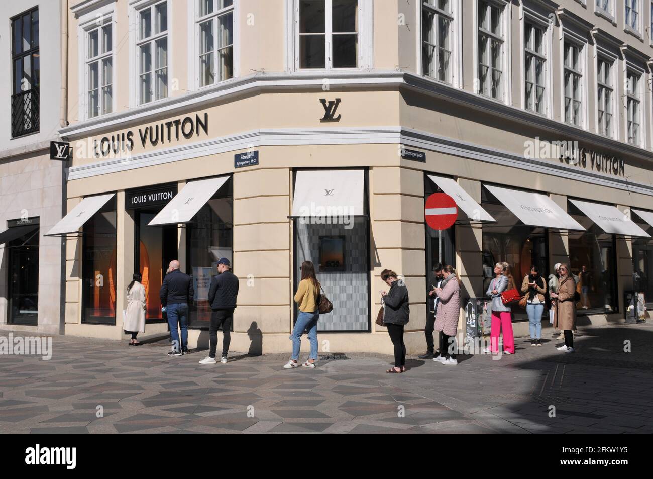 Copenhagen, Denmark. 27 April 2021, Louis Vuitton opens for business due to  coronavirus pandemic covid-19 in Nation. consumers and face mask in store  Stock Photo - Alamy
