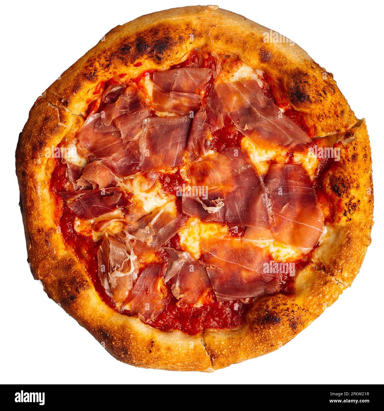 Isolated prosciutto pizza with tomato sauce Stock Photo Alamy