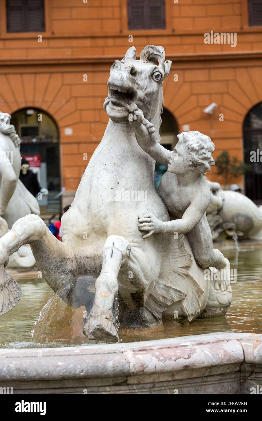 Piazza Navona Fountain of Neptun. Designed by Giacomo della Porta (1574 ...