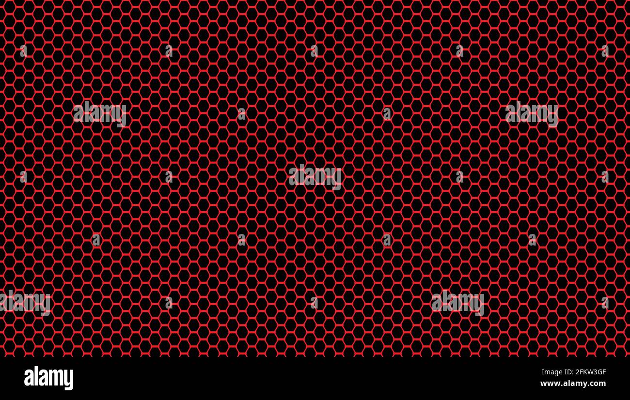 : Red background and black hexagon lines Illustration Vector design Stock Vector