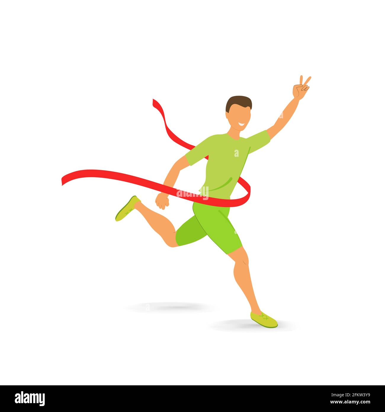 Athlete runner-up crosses the finish line first. Vector illustration in  flat style. The concept of the idea of winning in sports or in any  business. i Stock Vector Image & Art 
