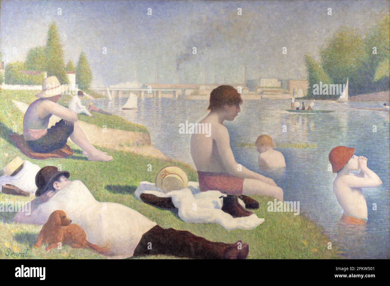 Georges Seurat, Bathers at Asnierés, 1884, oil on canvas, National Gallery, London Stock Photo