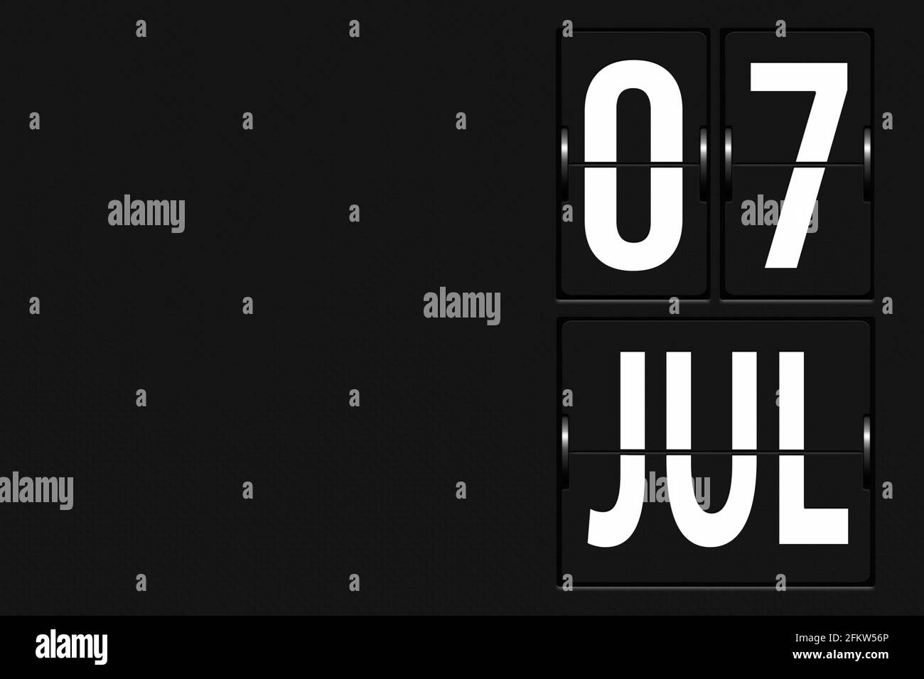 July 7th. Day 7 of month, Calendar date. Calendar in the form of a