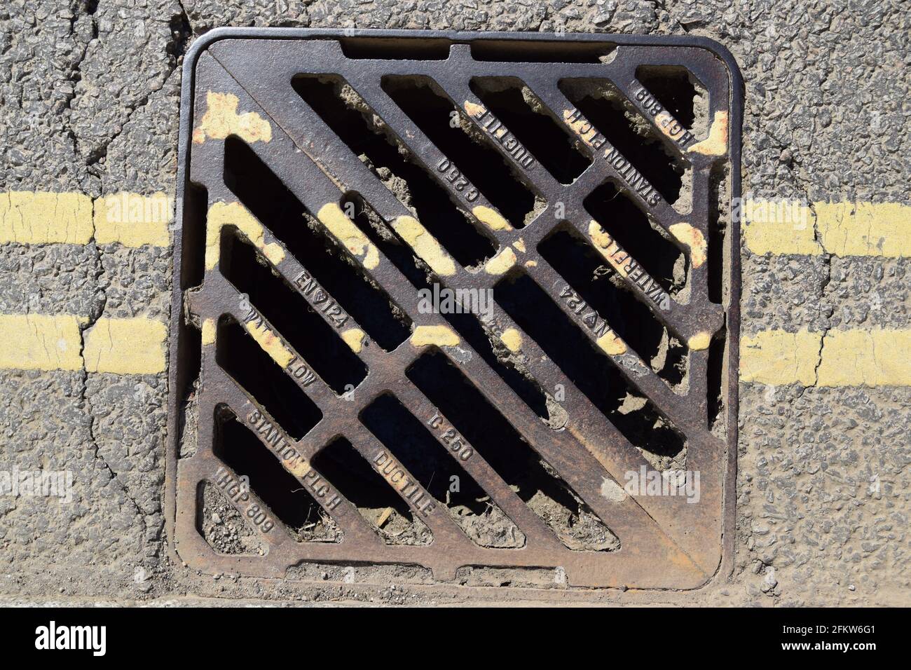 Drain cover roadside hi-res stock photography and