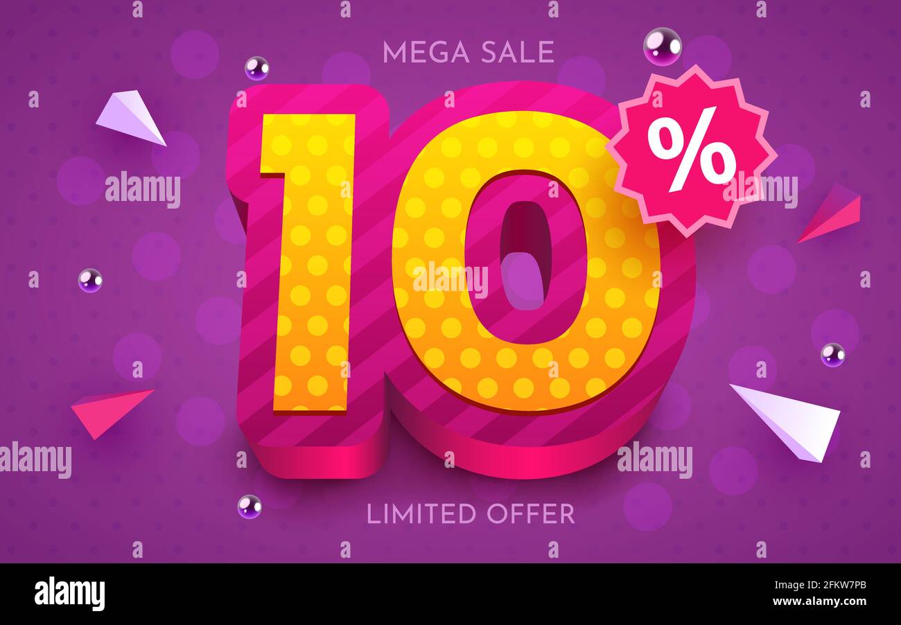 10 Percent Off Discount Creative Composition 3d Mega Sale Symbol With 10-percent-off-discount-creative-composition-3d-mega-sale-symbol-with