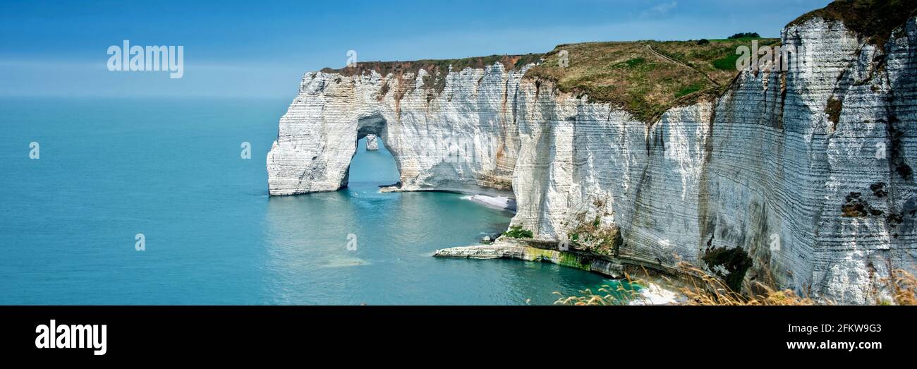 Panorama of the cliff of Etretat, Normandy, France Stock Photo - Alamy