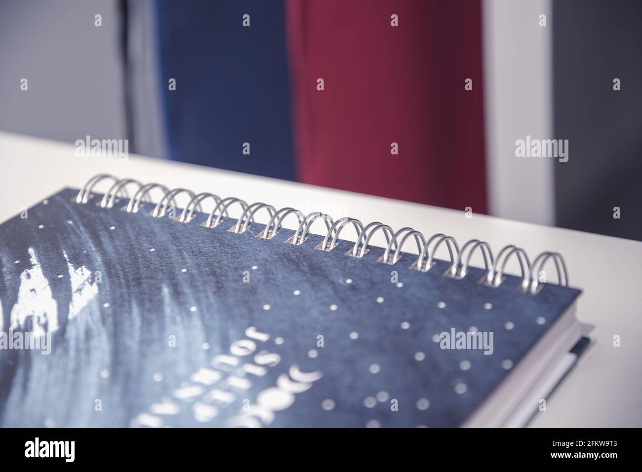 Spiral notebook close up in the office Stock Photo