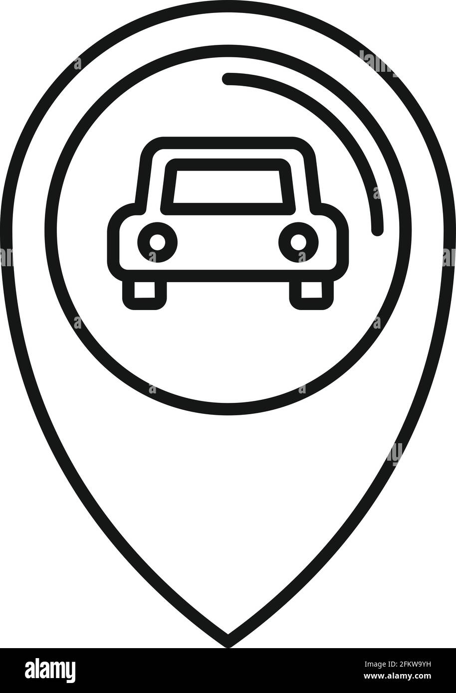 Driving school location icon, outline style Stock Vector