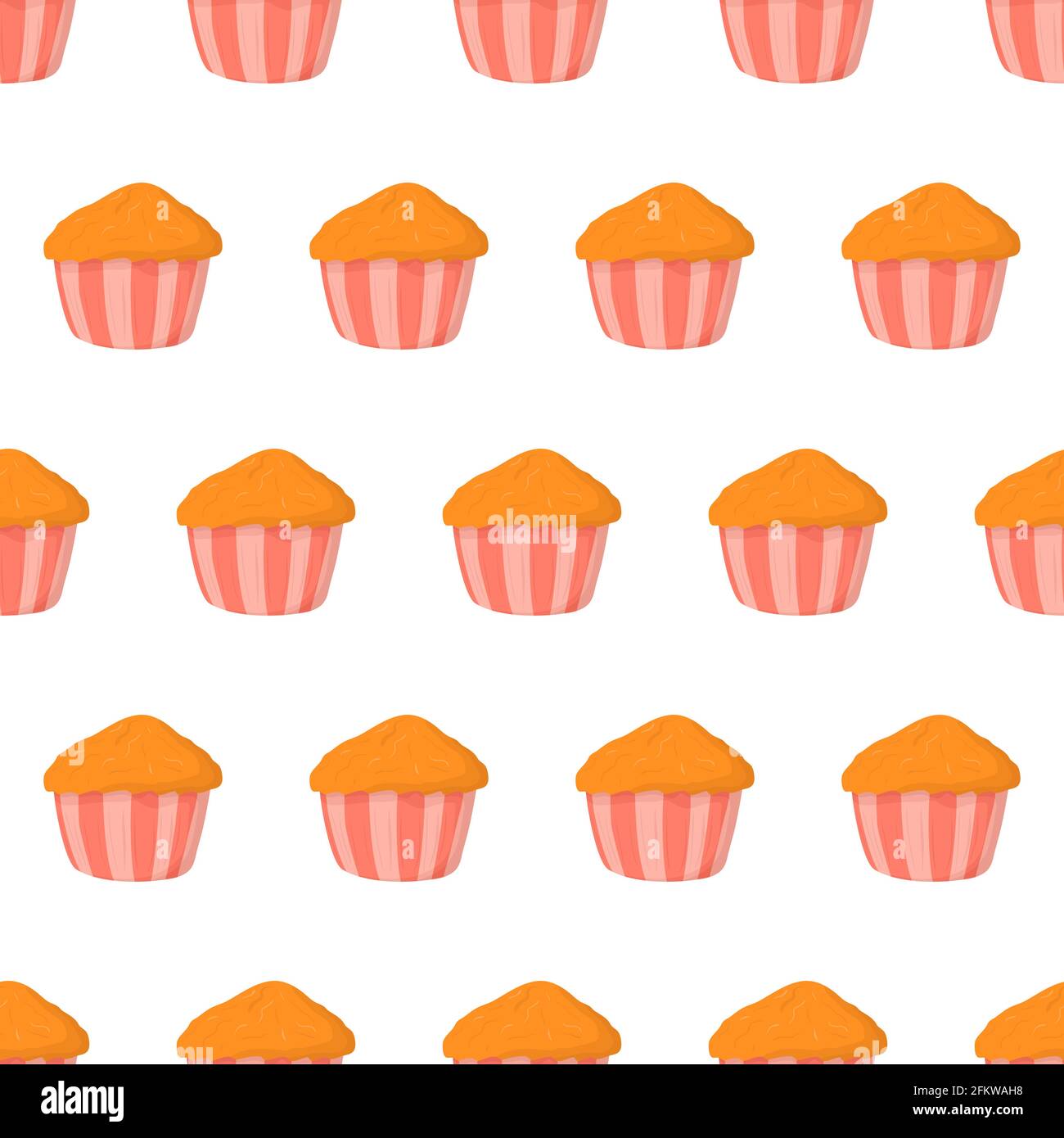 Hand drawn seamless pattern with muffin for wallpaper design. Vector isolated illustration. Stock Vector