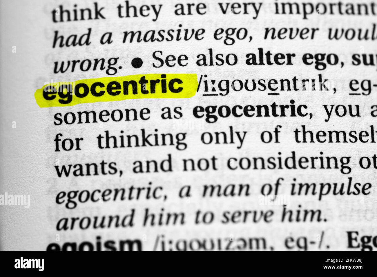 highlighted-word-egocentric-concept-and-meaning-stock-photo-alamy