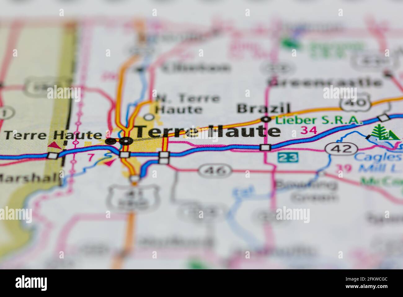 Terre Haute Indiana USA shown on a geography map or road map Stock Photo Alamy