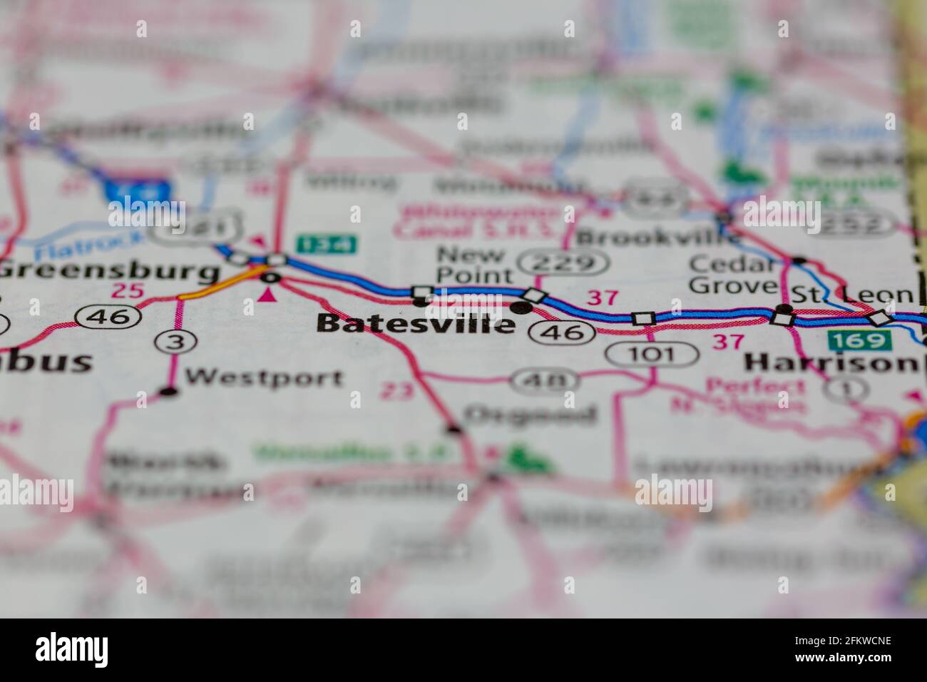 Batesville Indiana USA shown on a geography map or road map Stock Photo Alamy