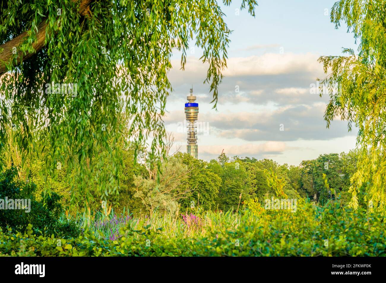 July 2020. London. The Post Office Tower from Regents park in London, England, UK Stock Photo