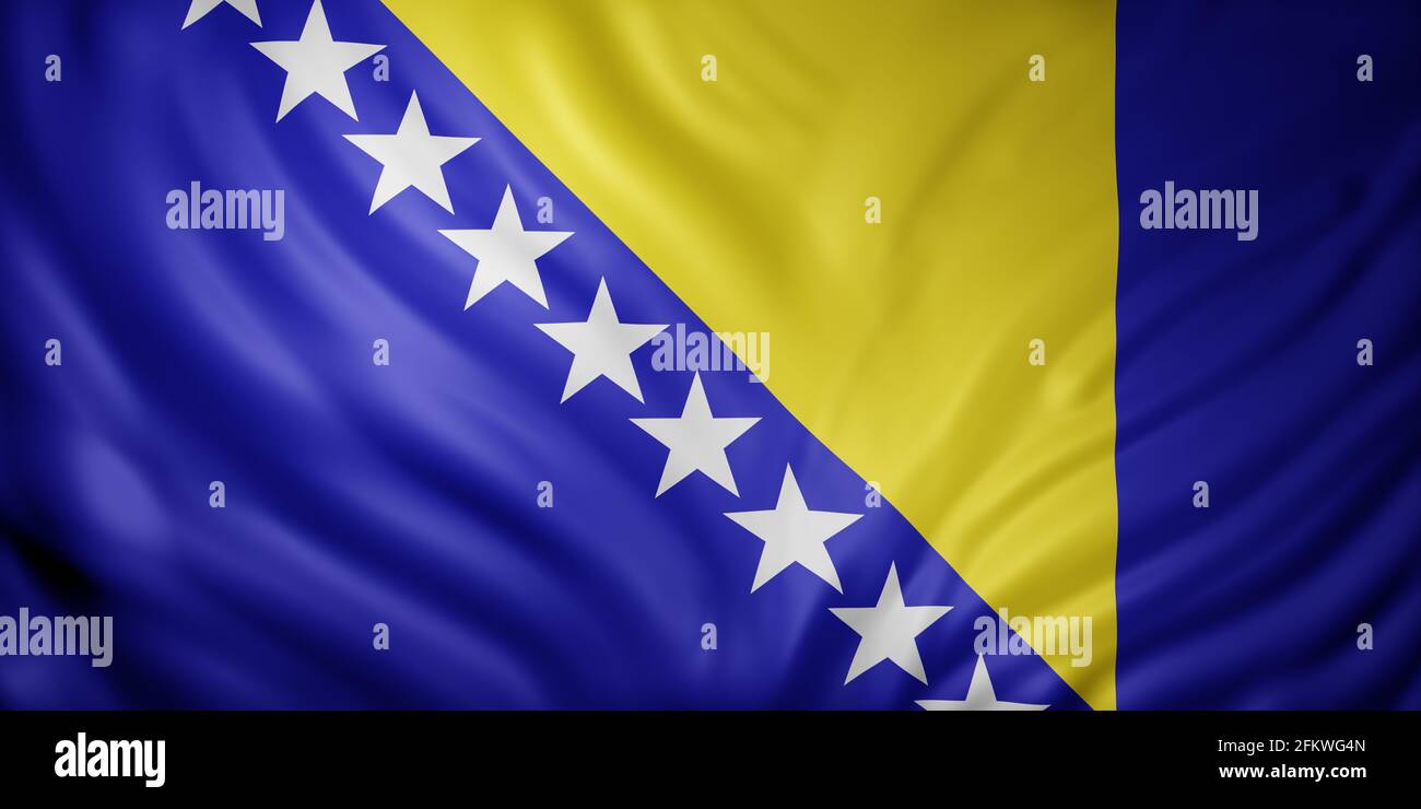 3d rendering of a detail of a silked Bosnia and Herzegovina flag Stock ...