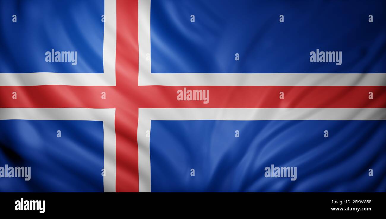 3d rendering of a detail of a silked Iceland flag Stock Photo - Alamy