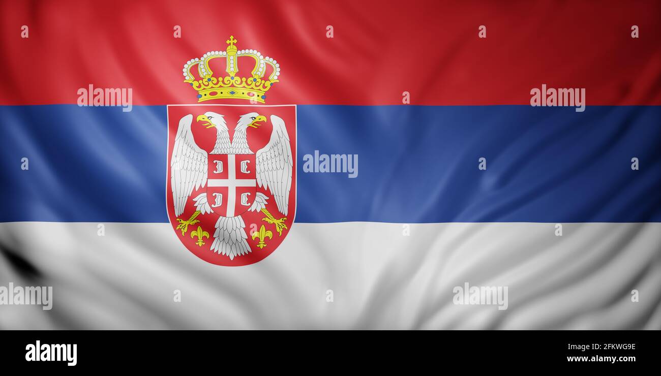 3d rendering of a detail of a silked Serbia flag Stock Photo - Alamy