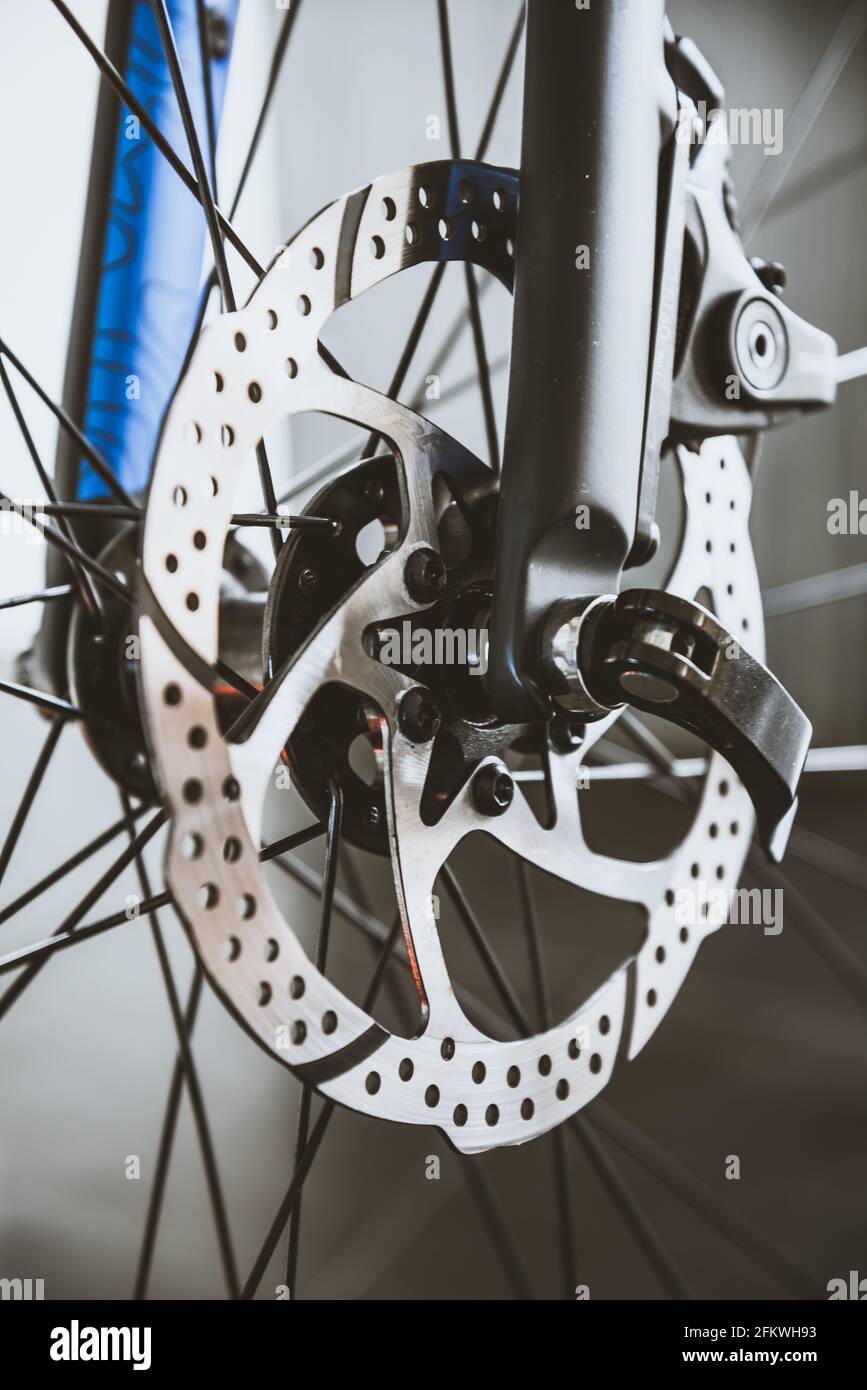 Bicycle disc brakes and quick release Stock Photo Alamy