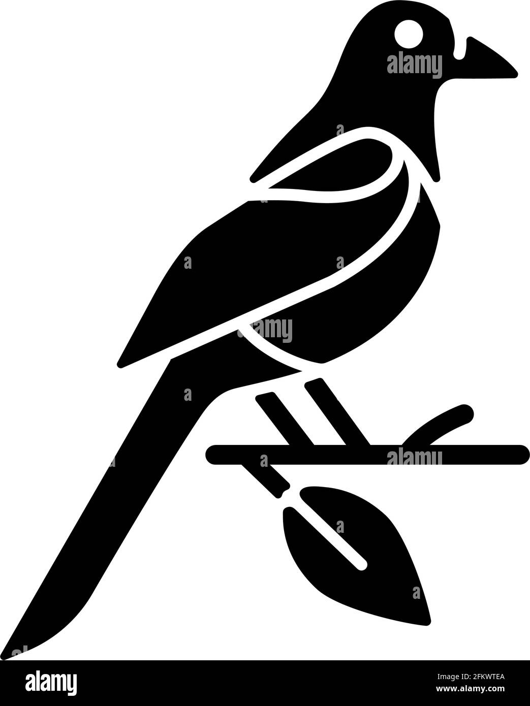 Oriental magpie black glyph icon Stock Vector