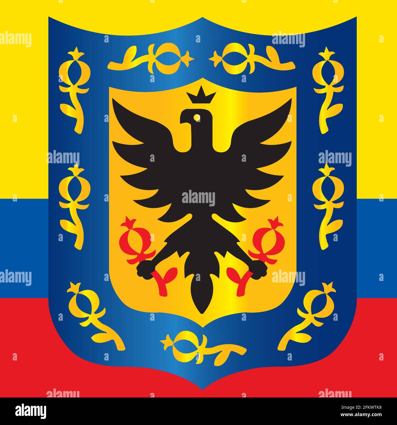 Santa Fe de Bogota official municipal coat of arms, capital city of Colombian Republic, Colombia, vector illustration Stock Vector
