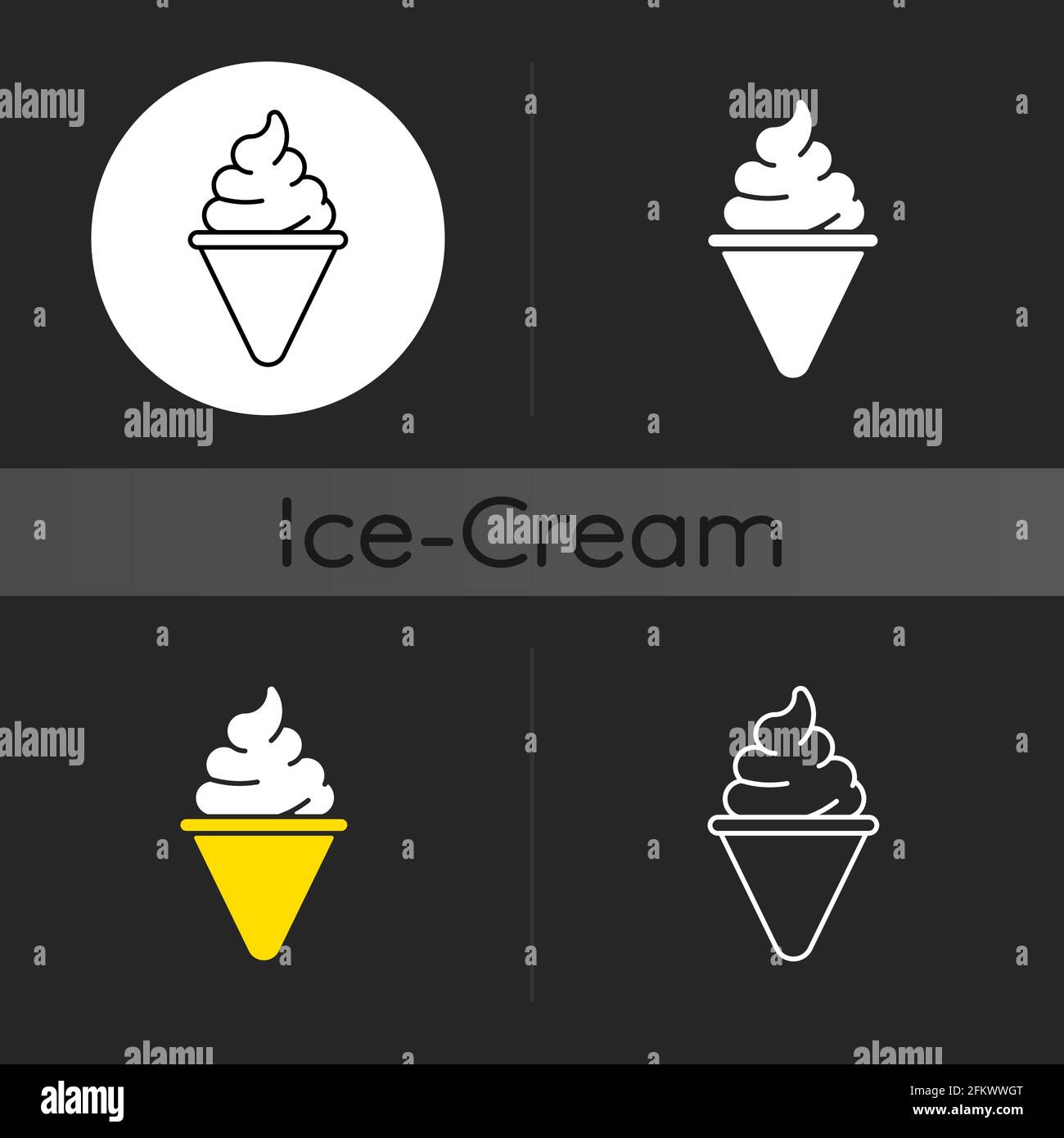 Ice cream cone dark theme icon Stock Vector Image & Art - Alamy