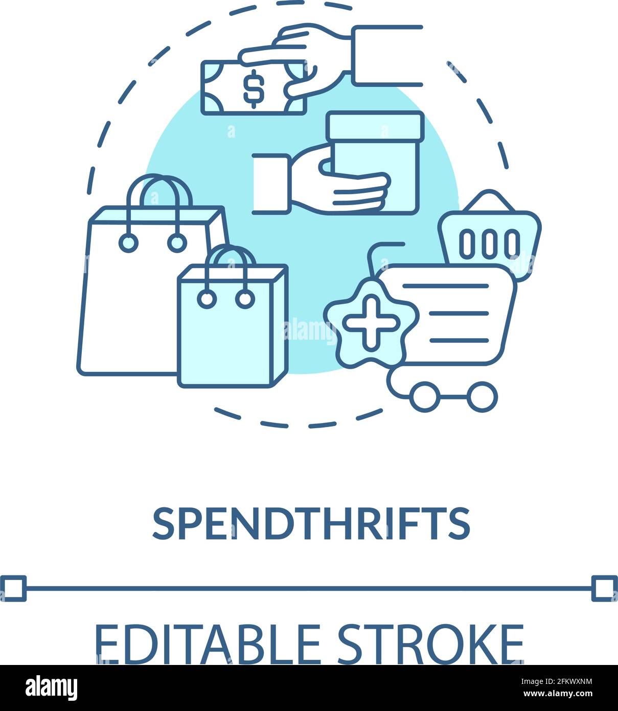 Spendthrifts concept icon Stock Vector
