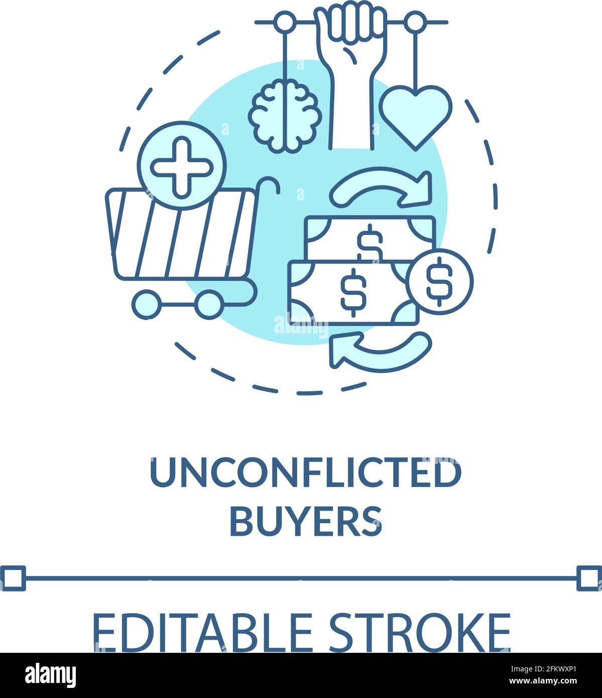 Unconflicted buyers concept icon Stock Vector