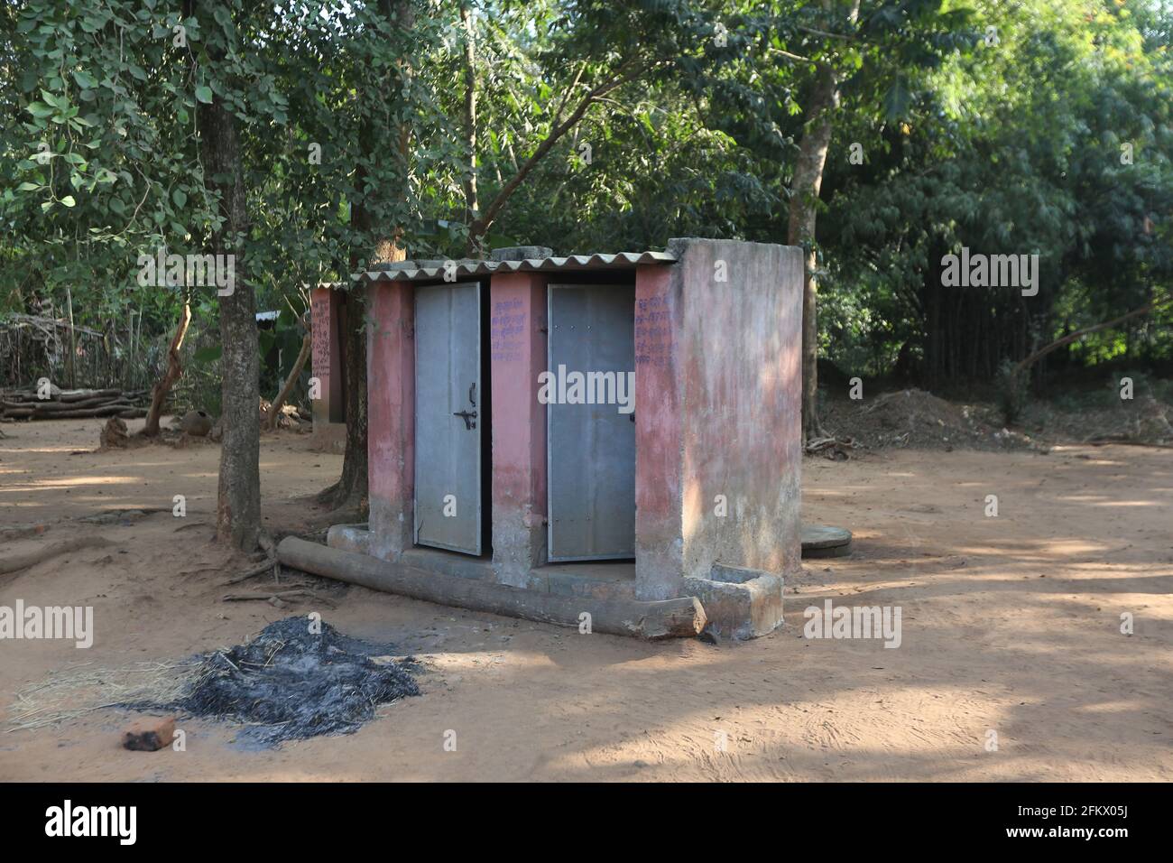 Toilets provided by govt of India under Swachh Bharat scheme to a house at Kuanarpal village of Cuttack district of Odisha Stock Photo