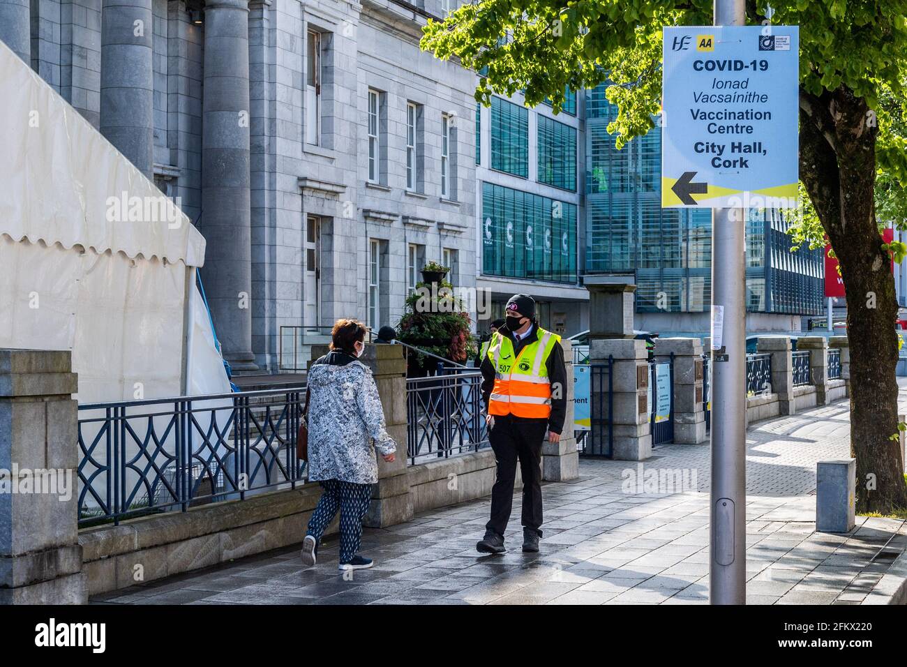 Cork, Ireland. 4th May, 2021. The COVID-19 Mass Vaccination Centre in Cork City Hall was busy today as people continue to receive their jabs. The government has announced the 50-59 age group can register for their vaccines, starting today. Credit: AG News/Alamy Live News Stock Photo