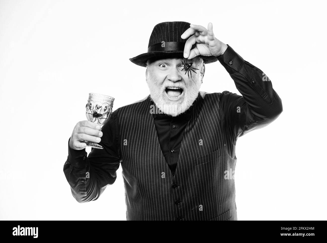 Halloween Is Not Just For Candy Anymore Evil Wizard Cooking Magic Potion With Spider Man Magician In Witch Hat Barman Make Cocktail For Halloween Stock Photo Alamy