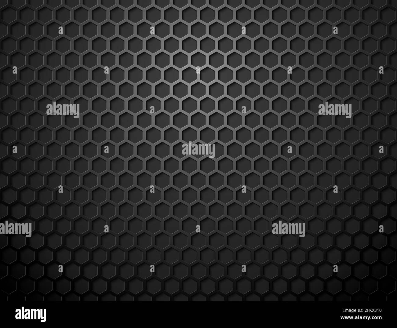 Vector metal hex grid black background. Black iron hexagonal grill texture. Technology wallpaper. Stock Vector