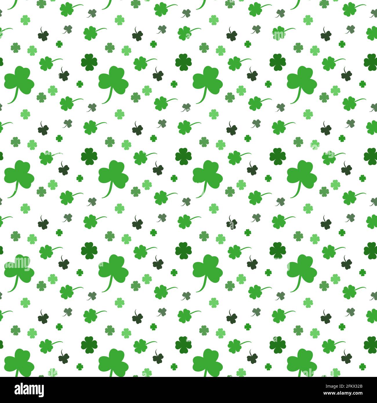 Vector St. Patrick's day seamless pattern with green shamrock leaves on ...