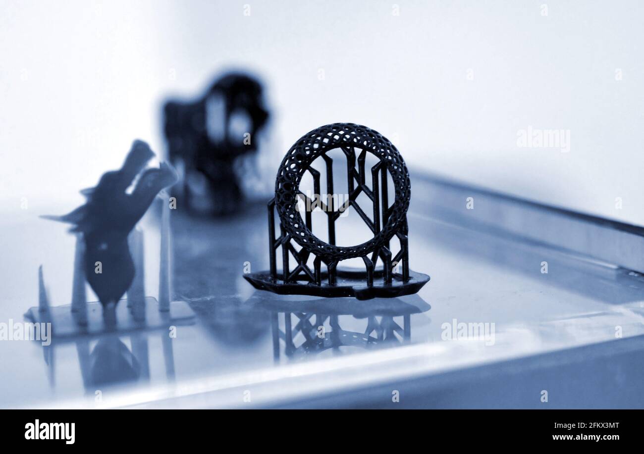 Objects photopolymer printed on a 3d printer. Stock Photo