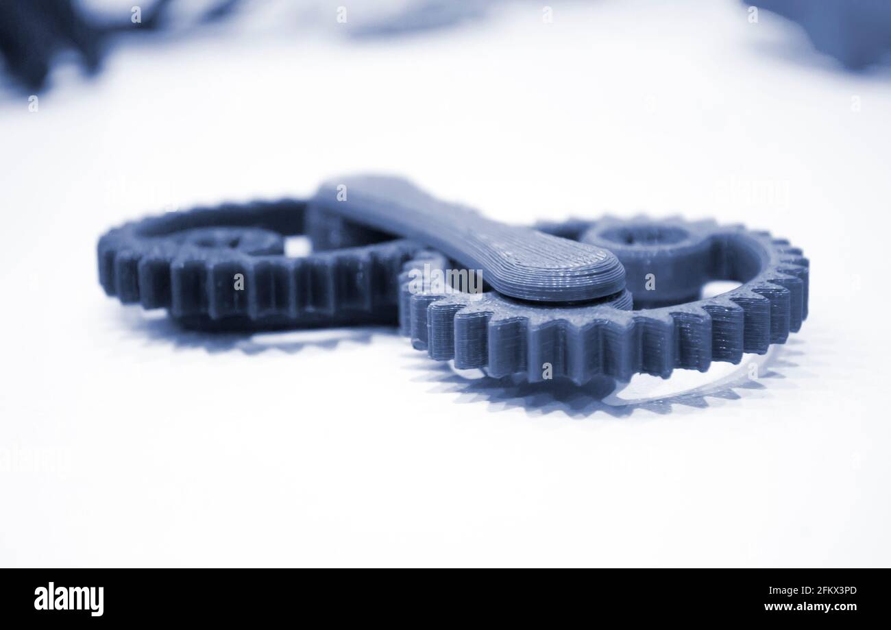 Objects printed by 3d printer Isolated on white background. Stock Photo